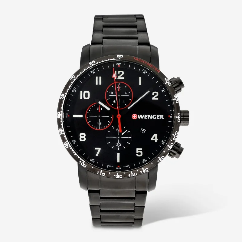 men’s sport wristwatch with GPS-Wenger Swiss Army Attitude Chronograph Black Dial Quartz Men's Watch 01.1543.115